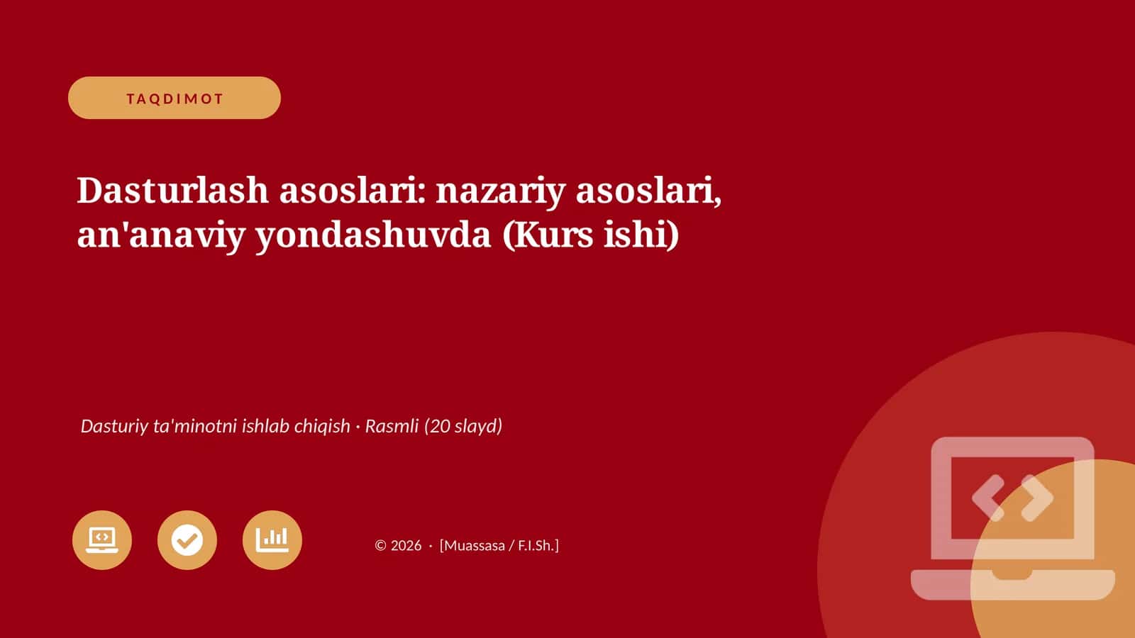 Dasturlash asoslari: nazariy asoslari, an'anaviy yondashuvda