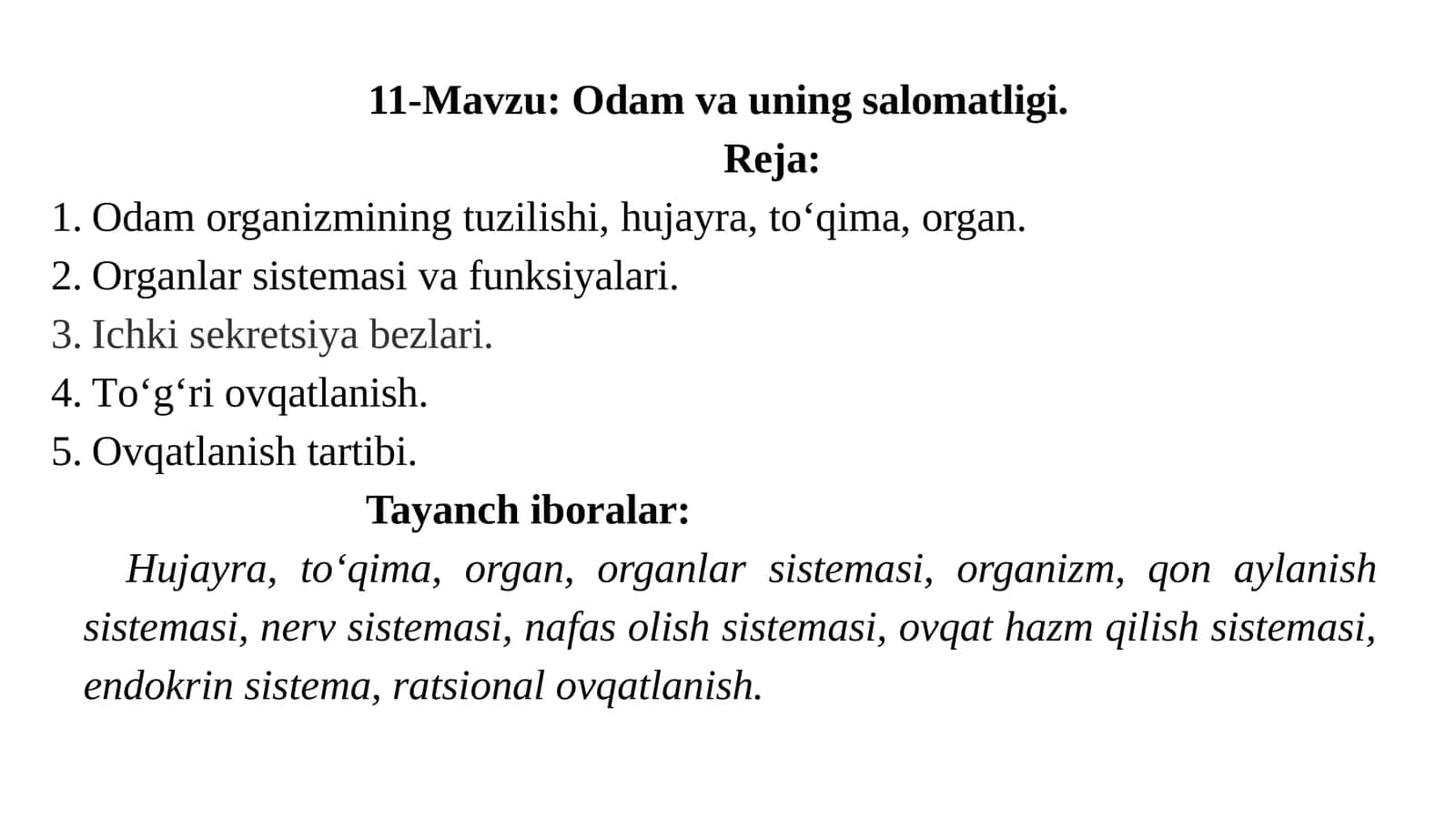 Odam va uning salomatligi