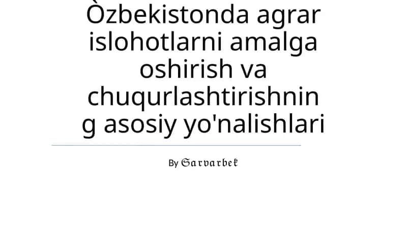 agrar islohotlar