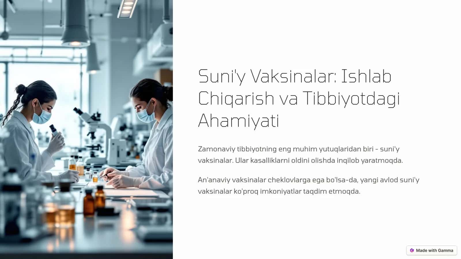 Suni'y Vaksinalar: Ishlab Chiqarish va Tibbiyotdagi Ahamiyati
