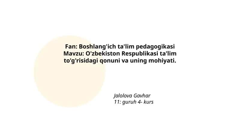 Boshlang'ich ta'lim pedagogikasi