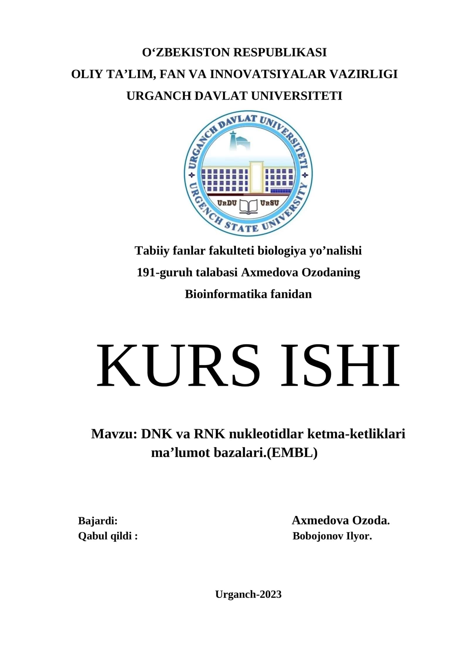 Bioinformatika fanidan