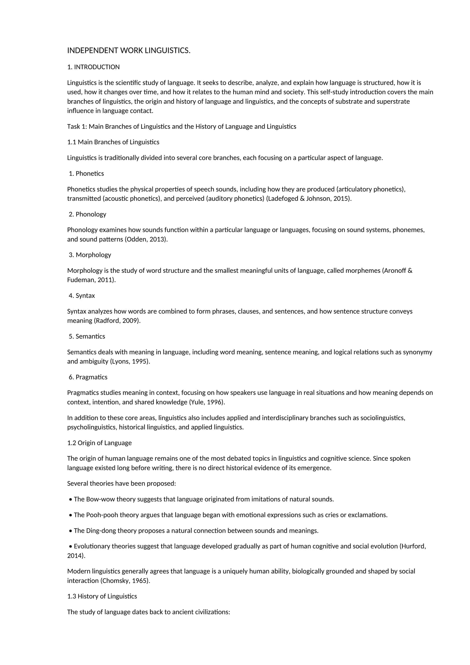 INDEPENDENT WORK LINGUISTICS