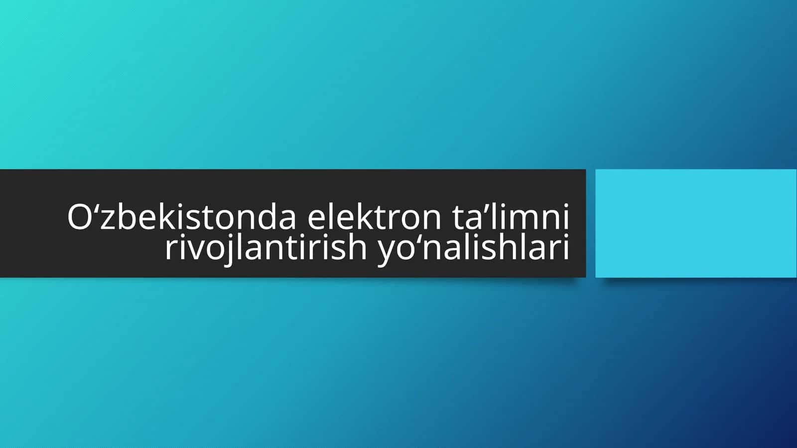 O‘zbekistonda elektron ta’limni rivojlantirish yo‘nalishlari