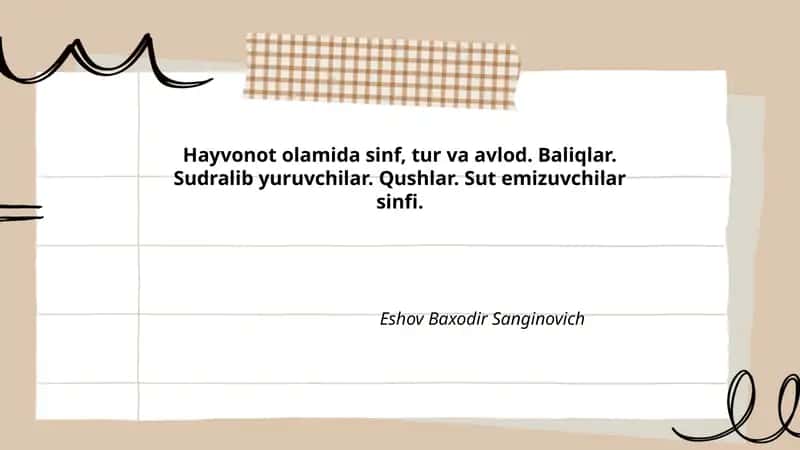 Hayvonot olamida sinf, tur va avlod
