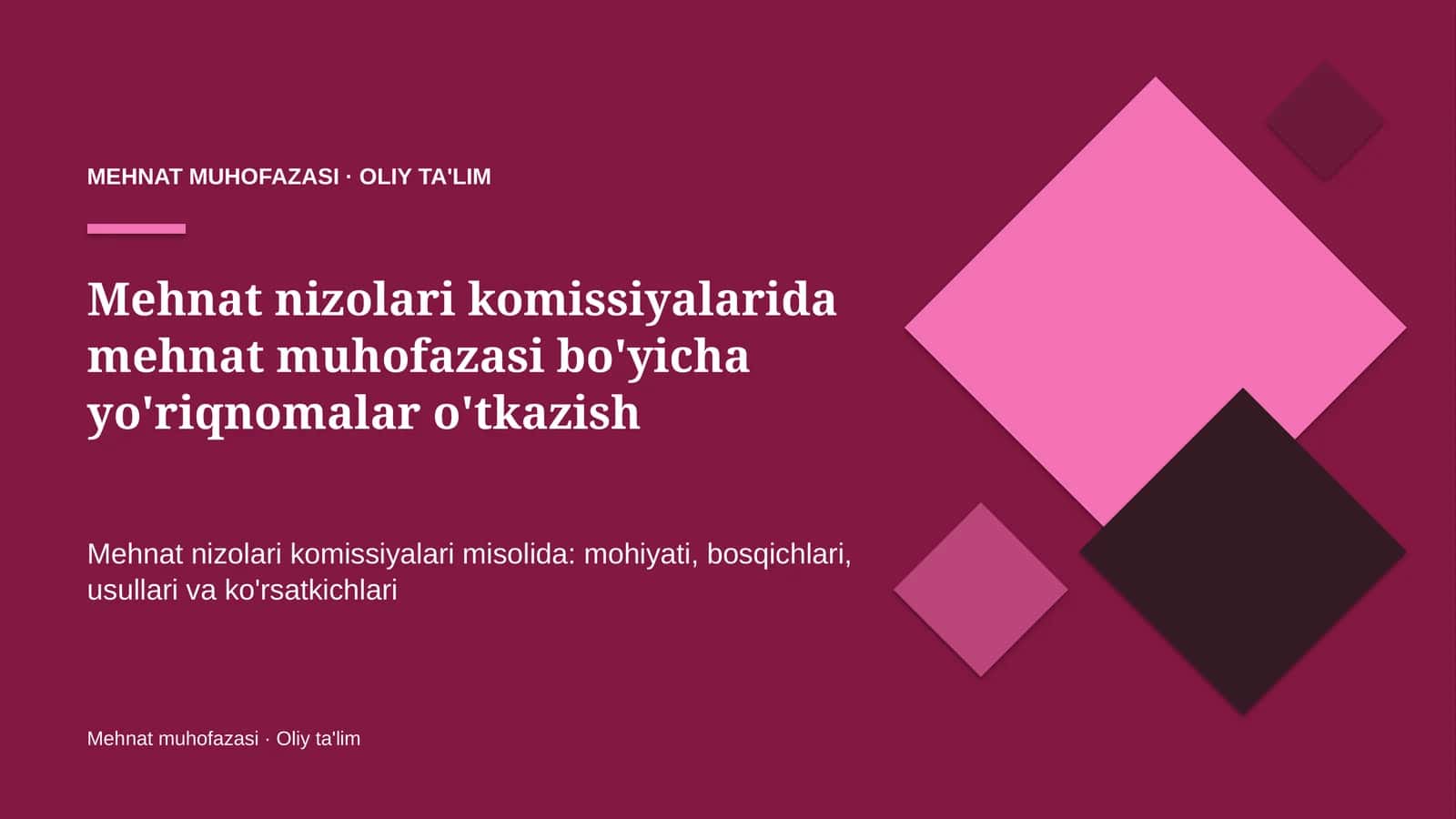 mehnat nizolari komissiyalarida mehnat muhofazasi bo'yicha yo'riqnomalar o'tkazish 5722