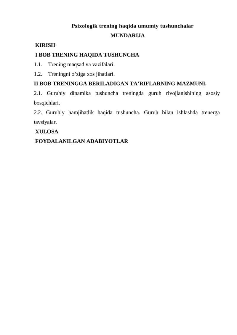 Psixologik Trening Haqida Umumiy Tushunchalar