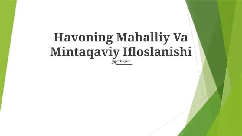 Havoning Mahalliy Va Mintaqaviy Ifloslanishi
