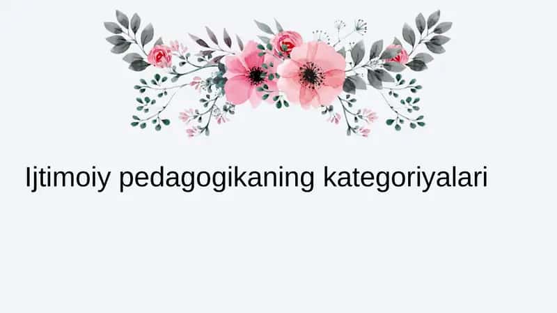 Ijtimoiy pedagogikaning kategoriyalari