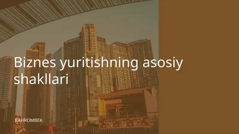 Biznes yuritishning asosiy shakllari afzalliklari va kamchiliklari