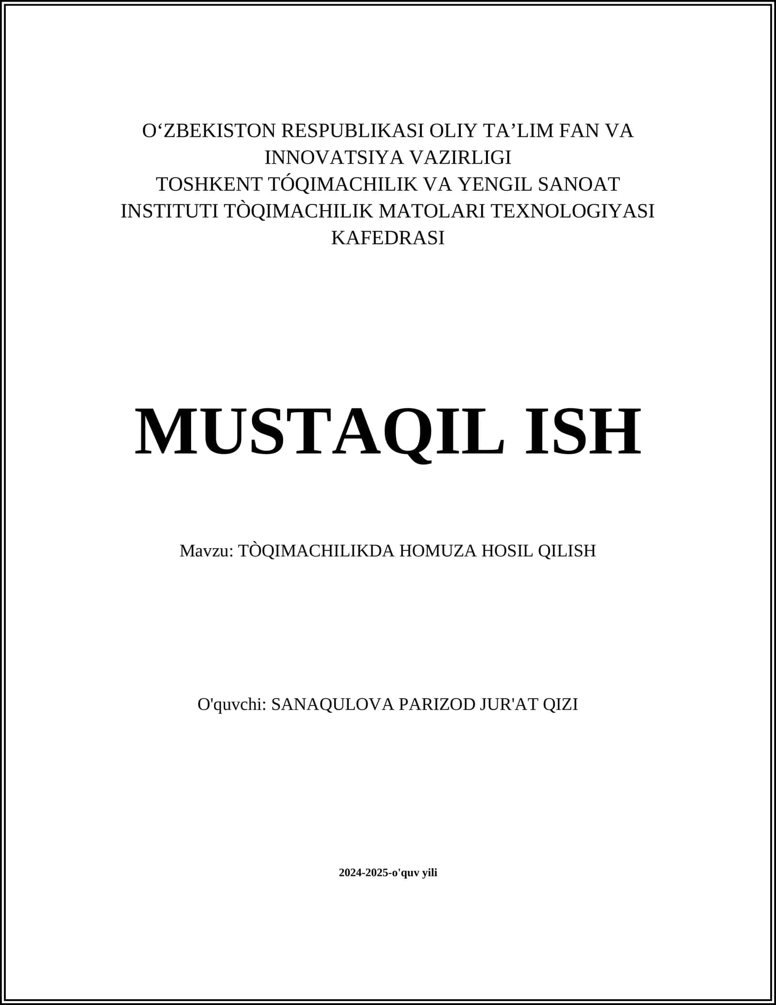 Tuproq tarkibi va homuza hosil qilish