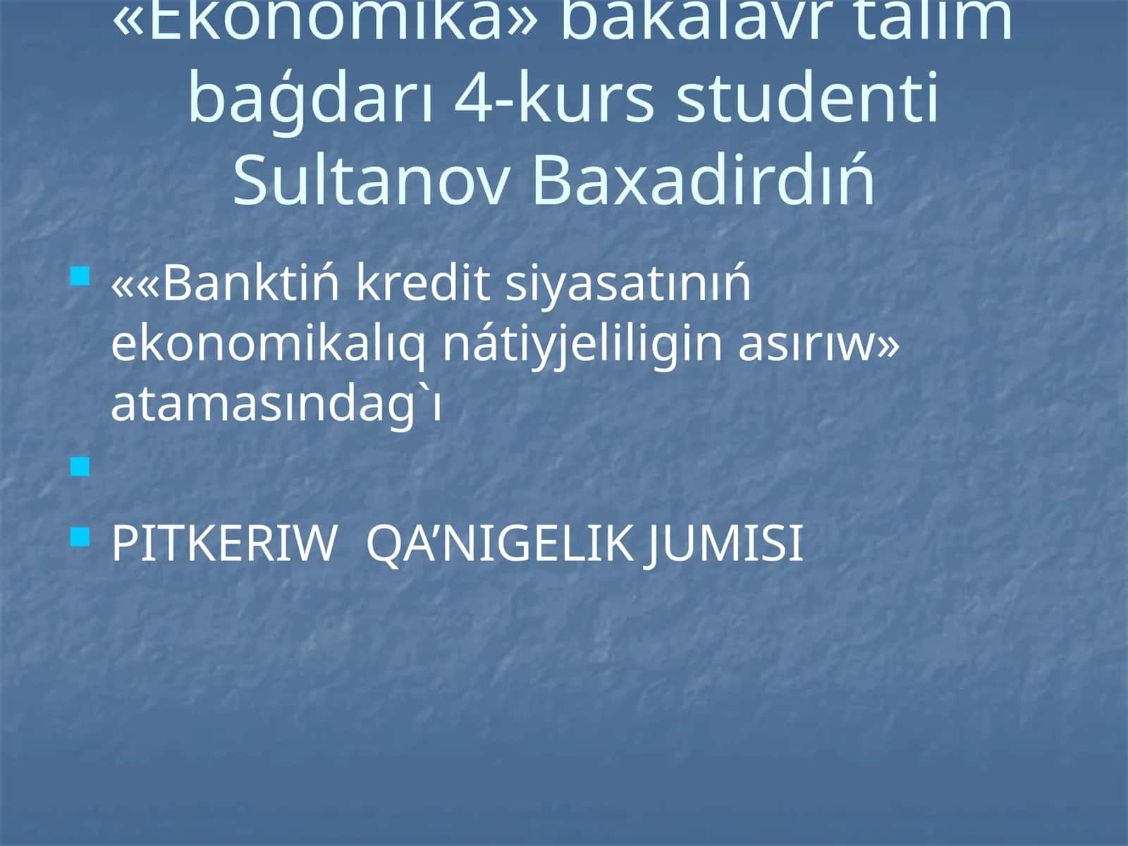 PITKERIW QA’NIGELIK JUMISI