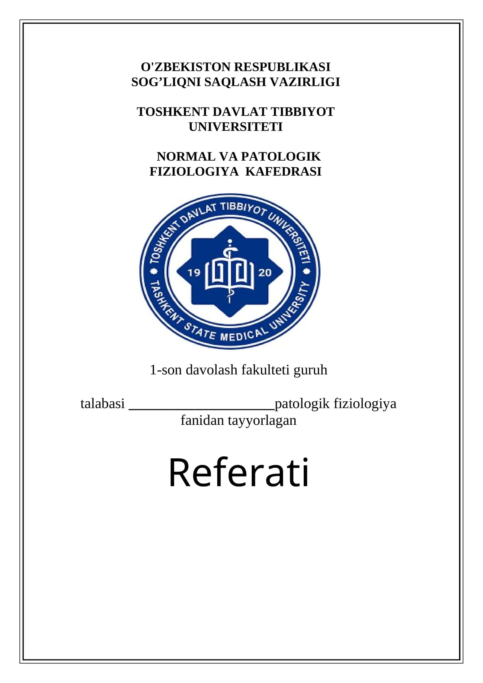Patologik fizilogiya fanidan MОDDАLАR АLMАSHINUVINING TIPIK BUZILISHLАRI mavzusidagi referat
