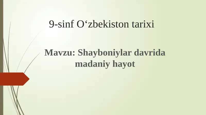 9-sinf O‘zbekiston tarixi