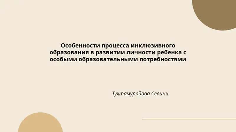 Особенности процесса инклюзивного образования в развитии личности ребенка с особыми образовательными потребностями