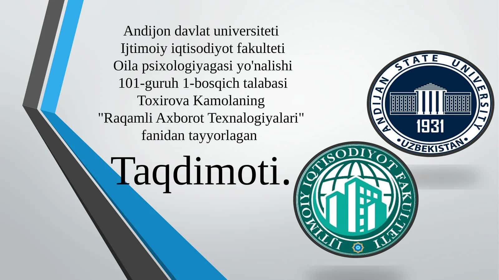 Raqamli Axborot Texnologiyalari