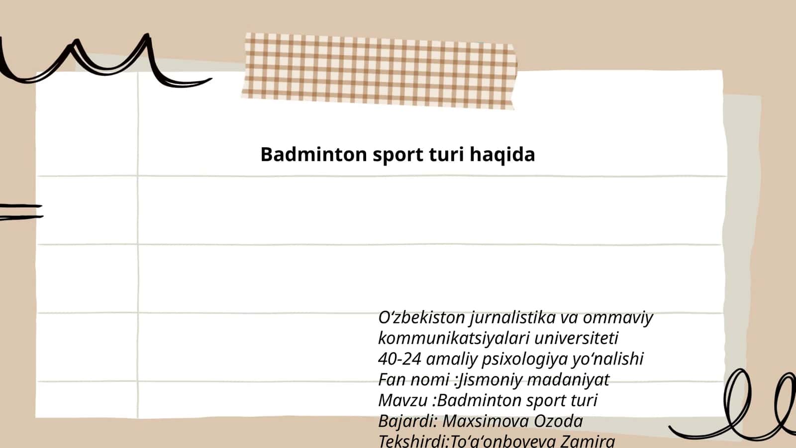 Badminton sport turi haqida