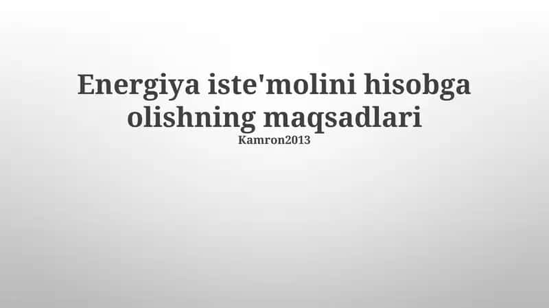Energiya iste'molini hisoblash stratigiyasi