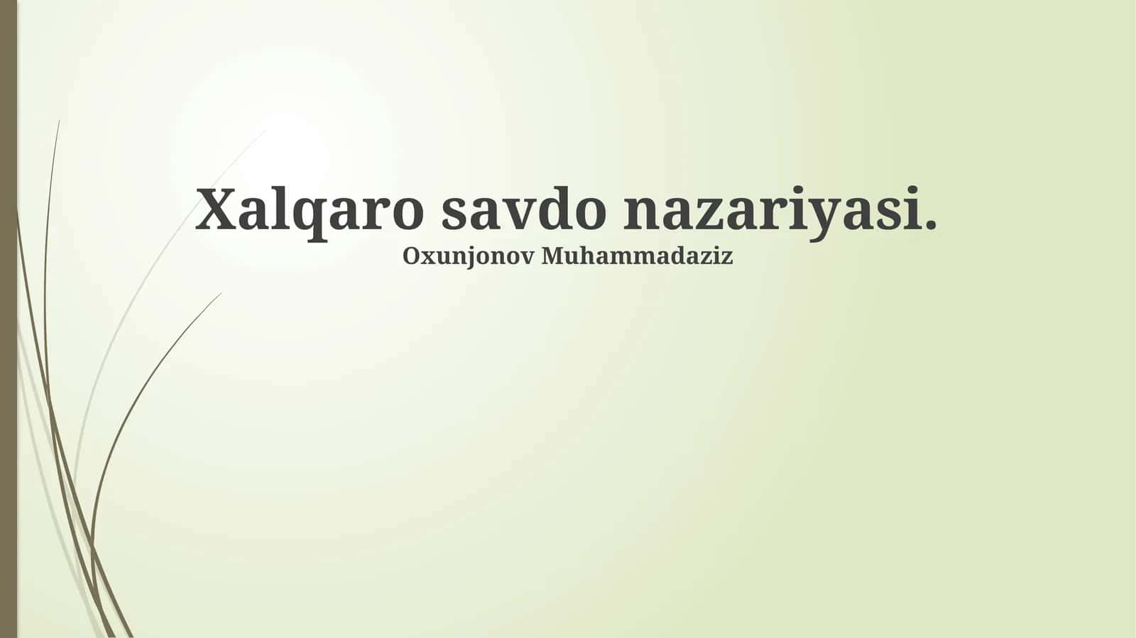 Xalqaro savdo nazariyasi