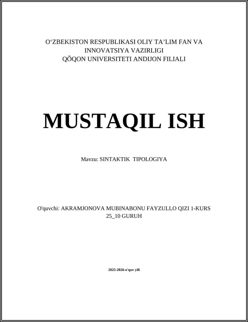 SINTAKTIK TIPOLOGIYA