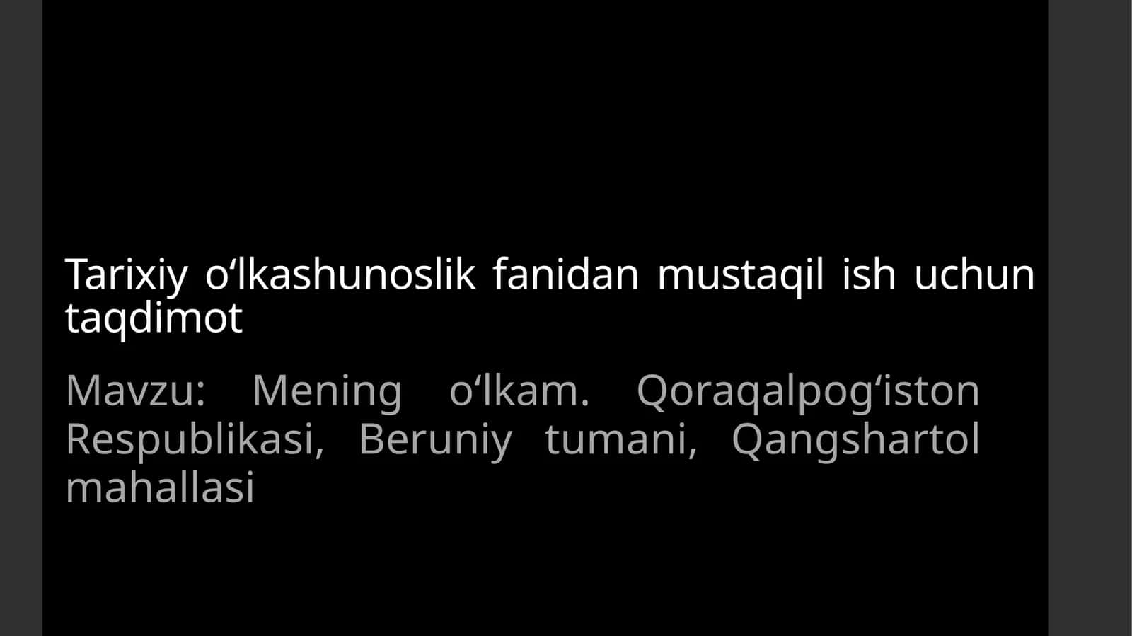 Mening o'lkam. Beruniy tumani, Qangshartol MFY