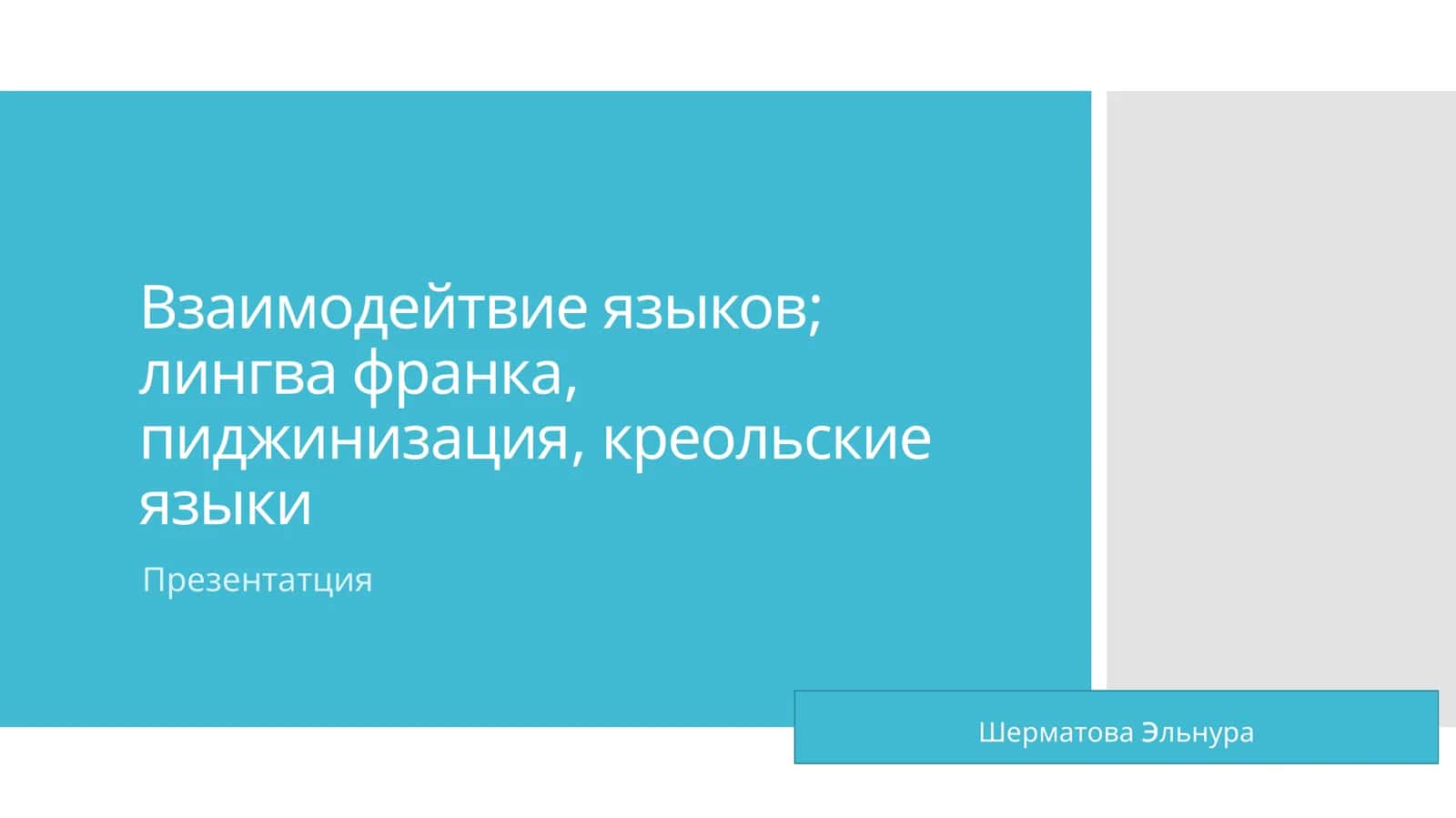 Взаимодейтвие языков: лингвафранка, пиджинизация, креольские языки