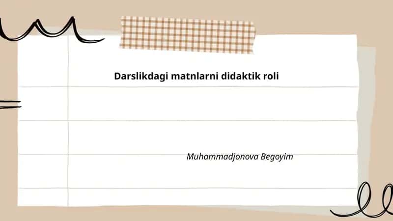 Darslikdagi matnlarni didaktik roli