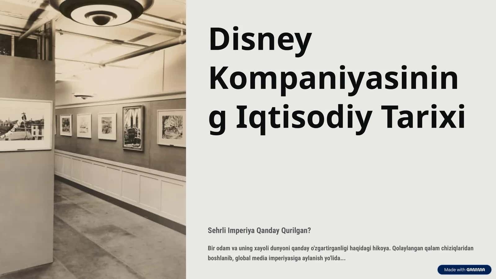 Disney Kompaniyasining Iqtisodiy Tarixi