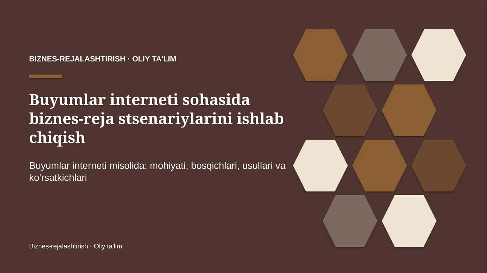 Buyumlar interneti sohasida biznes-reja stsenariylarini ishlab chiqish