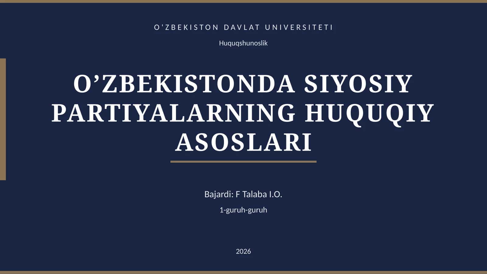 O’ZBEKISTONDA SIYOSIY PARTIYALARNING HUQUQIY ASOSLARI