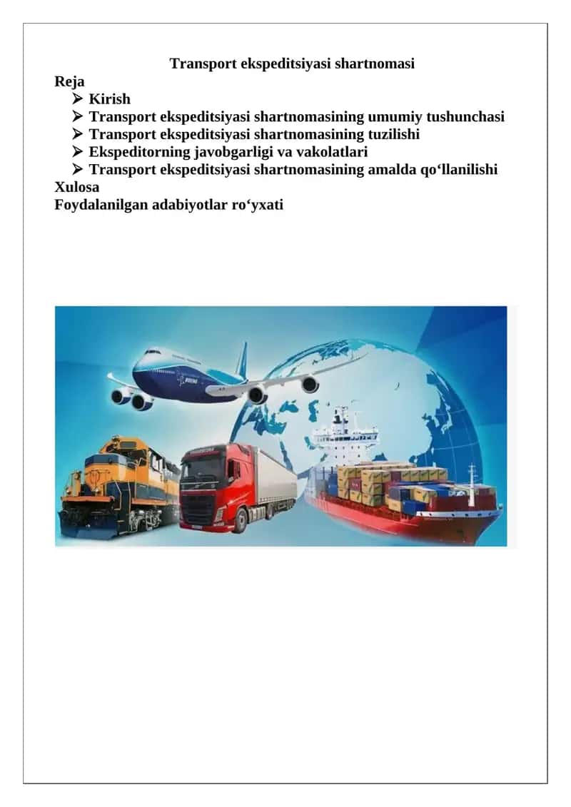 Transport ekspeditsiyasi shartnomasi