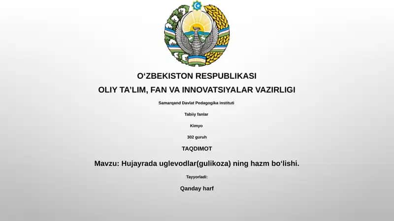 Hujayrada uglevodlar(gulikoza) ning hazm boʻlishi