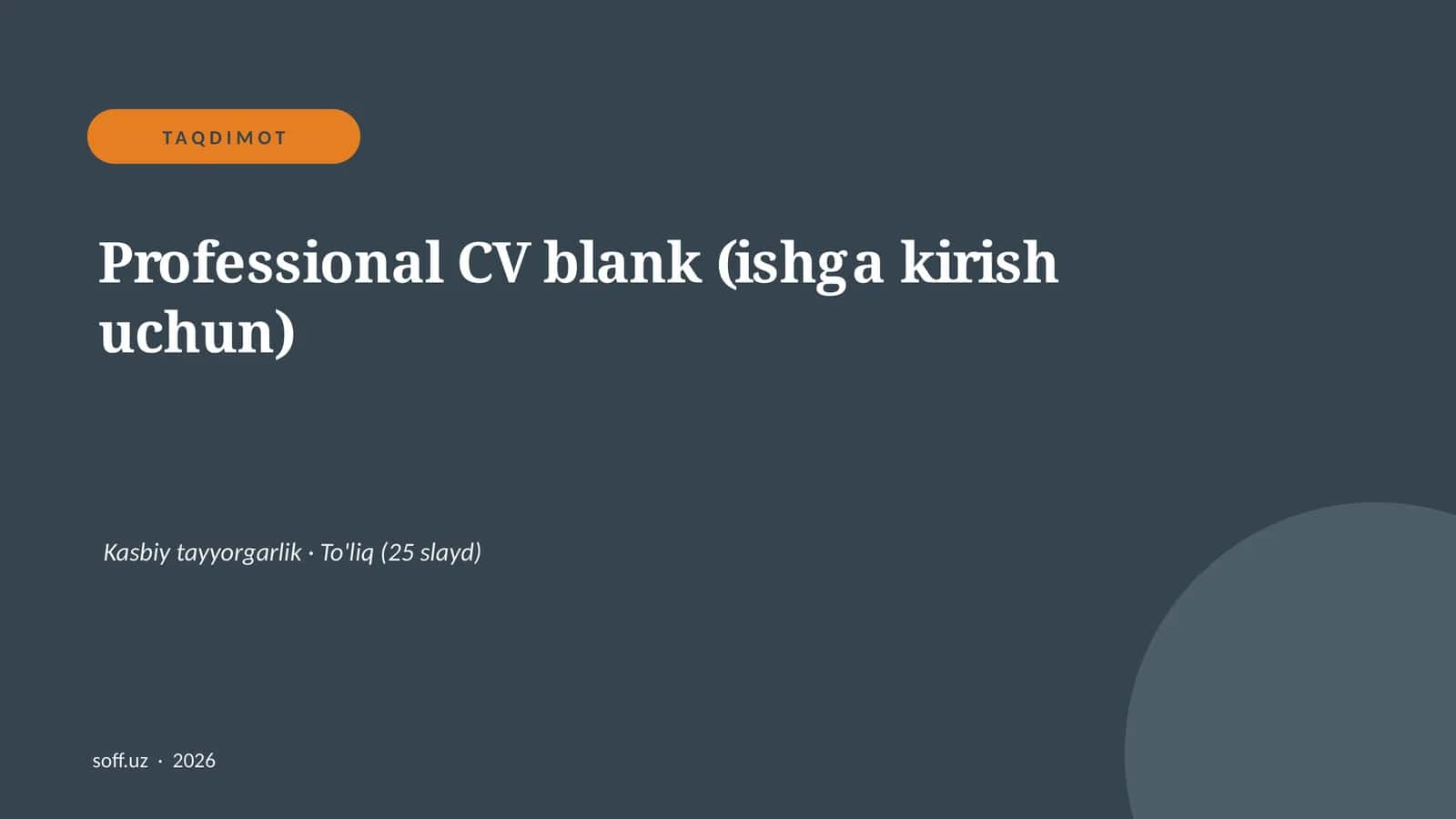 Professional CV blank (ishga kirish uchun)