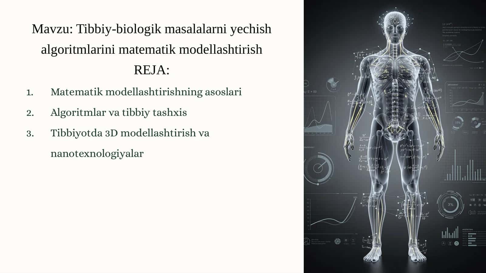 Tibbiy-biologik masalalarni yechish algoritmlarini matematik modellashtirish
