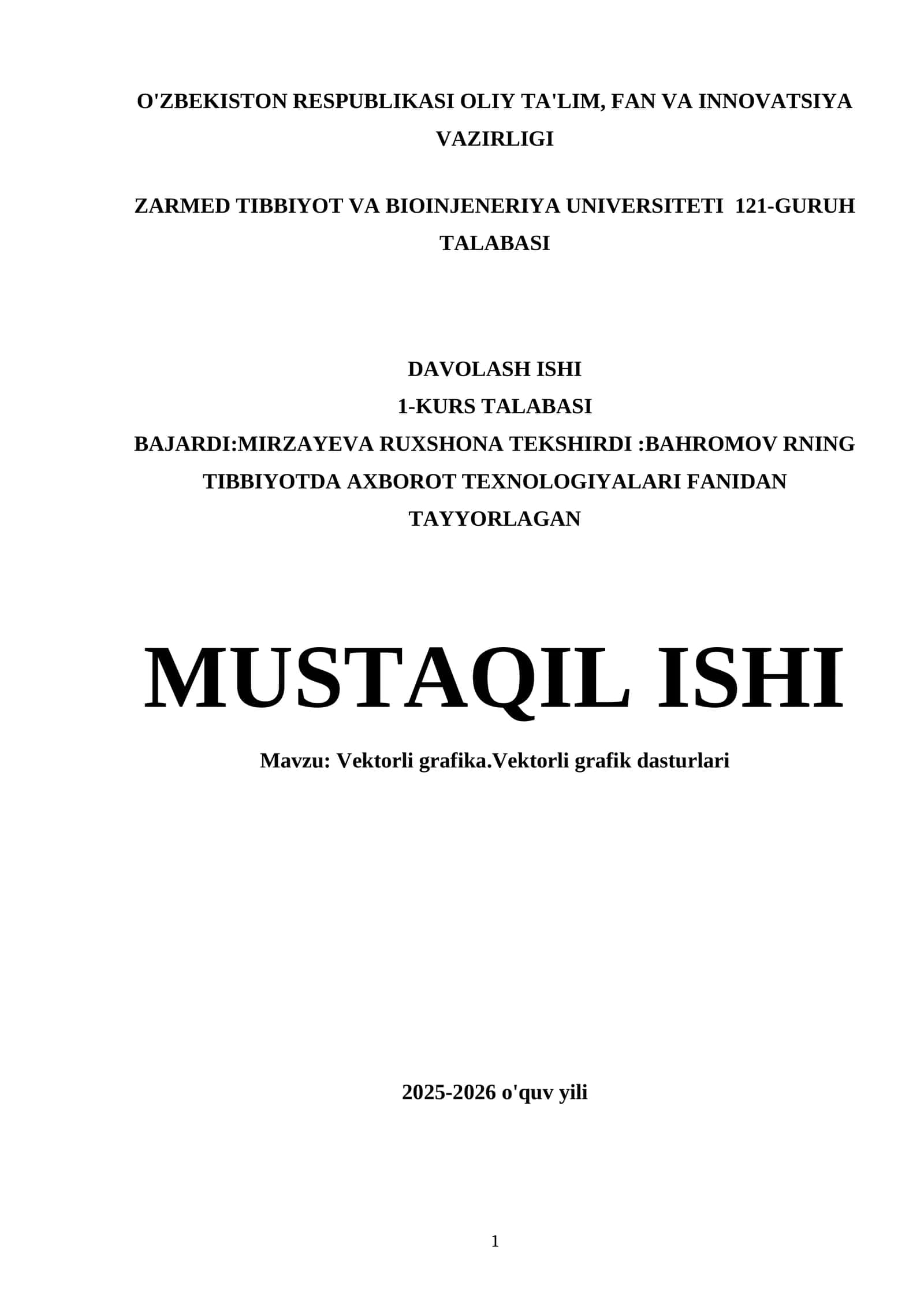 Vektorli grafika.Vektorli grafik dasturlari