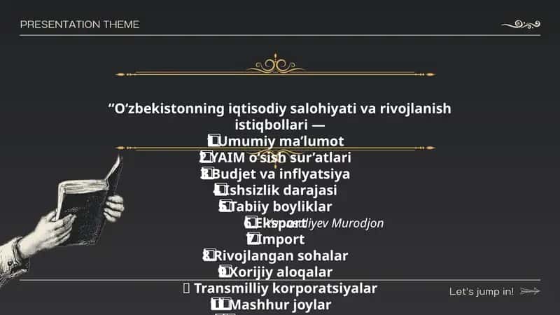 O‘zbekistonning iqtisodiy salohiyati va rivojlanish istiqbollari