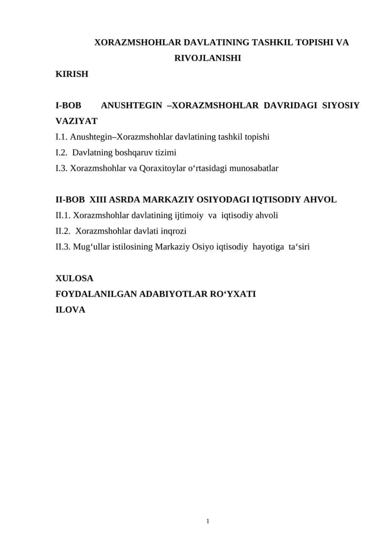 XORAZMSHOHLAR DAVLATINING TASHKIL TOPISHI VA RIVOJLANISHI