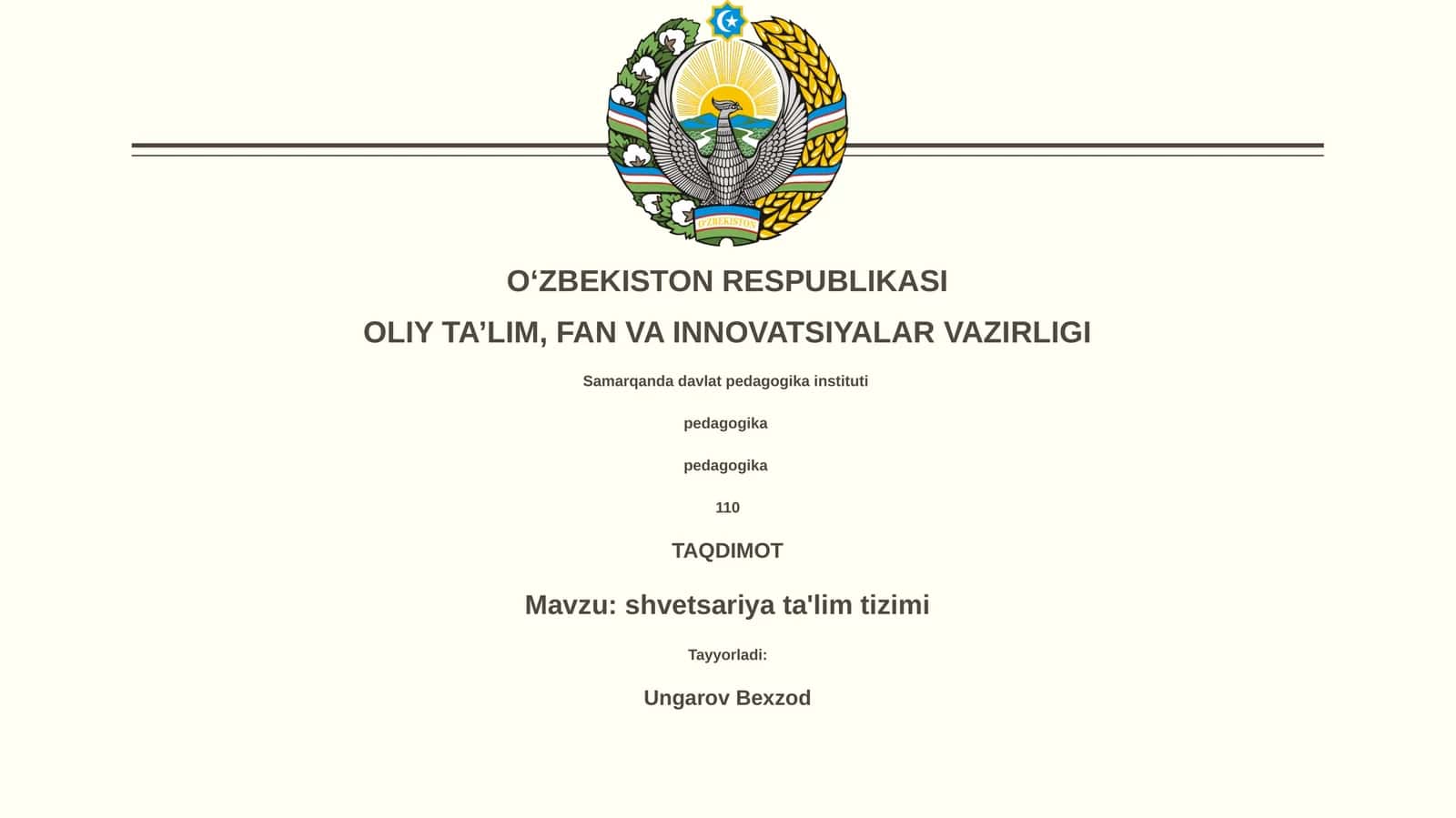 shvetsariya ta'lim tizimi