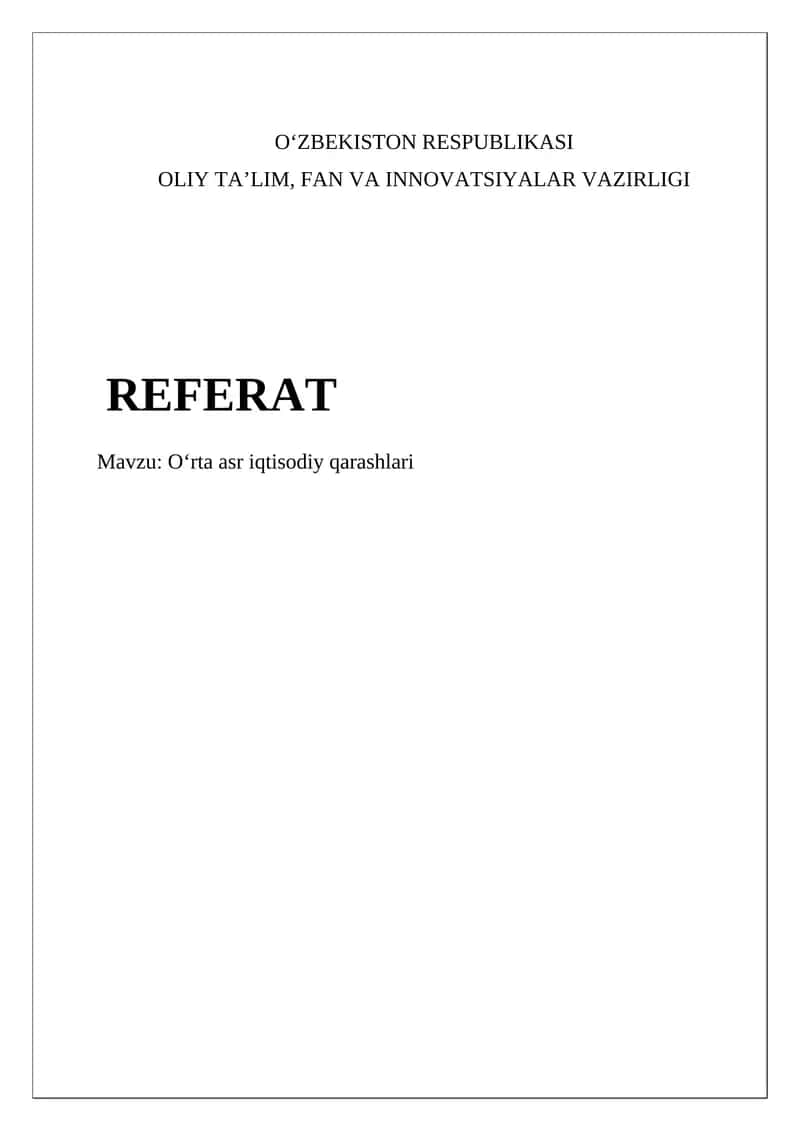 O‘rta asr iqtisodiy qarashlari