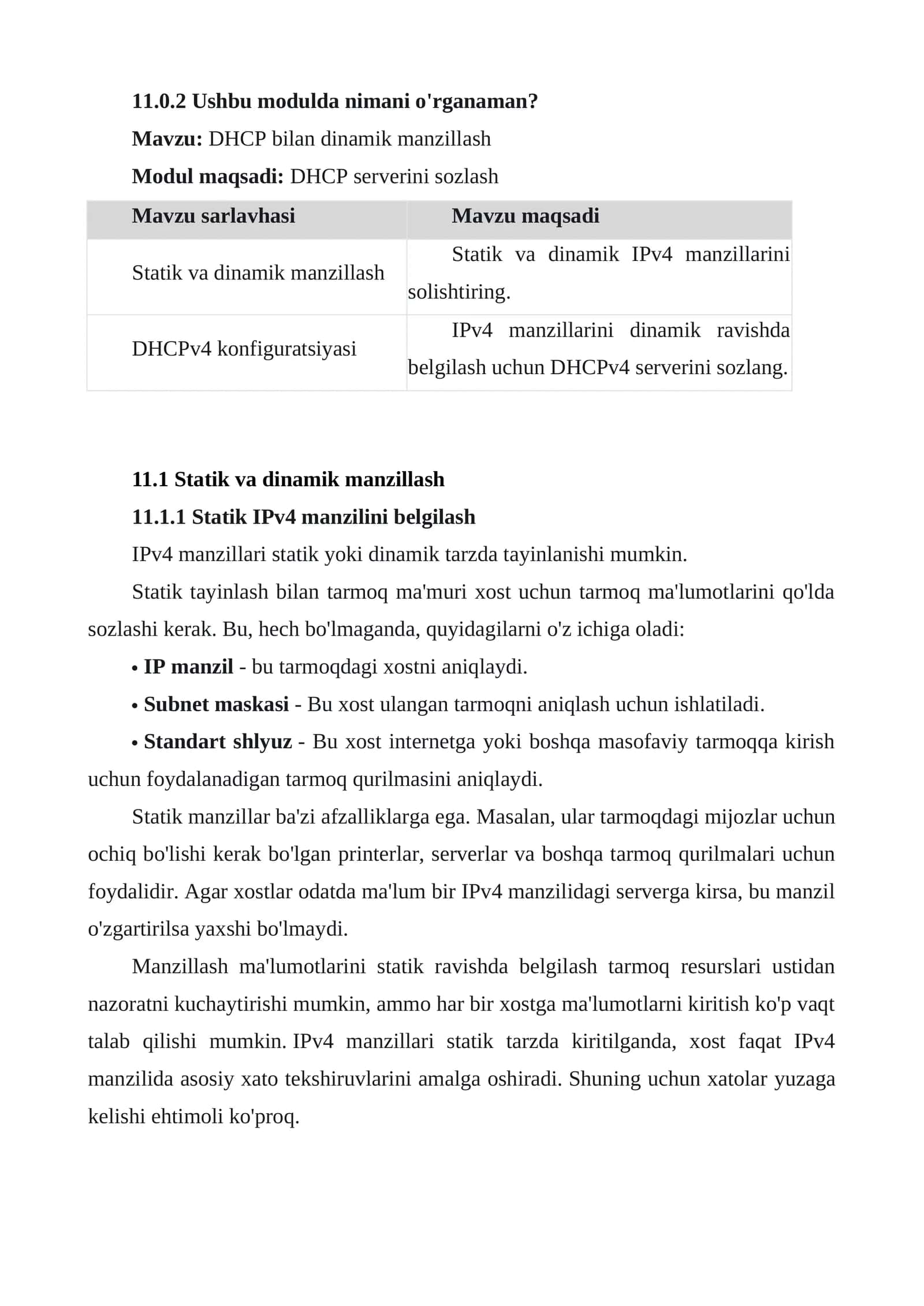 DHCP bilan dinamik manzillash