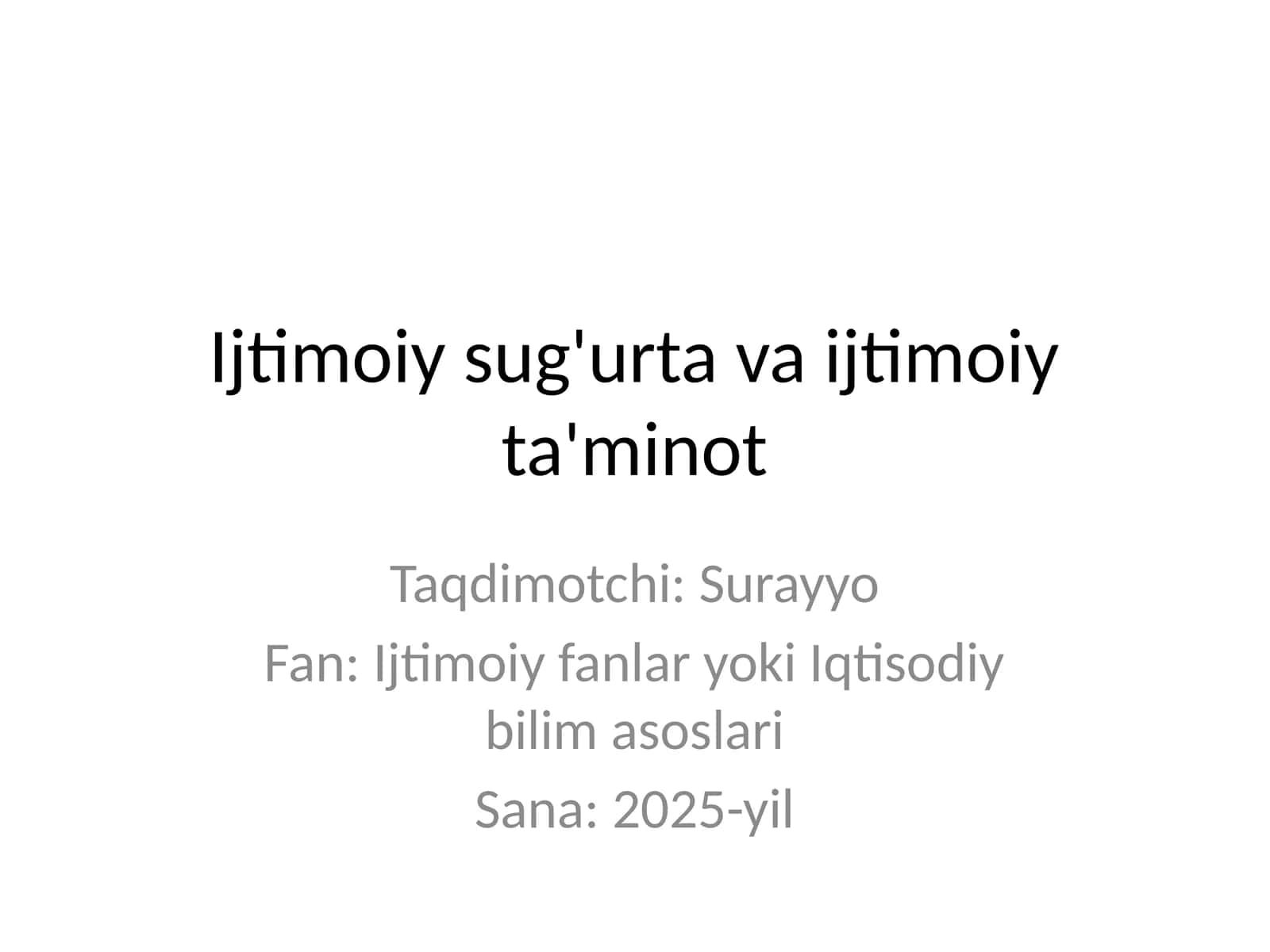 Ijtimoiy sug'urta va ijtimoiy ta'minot