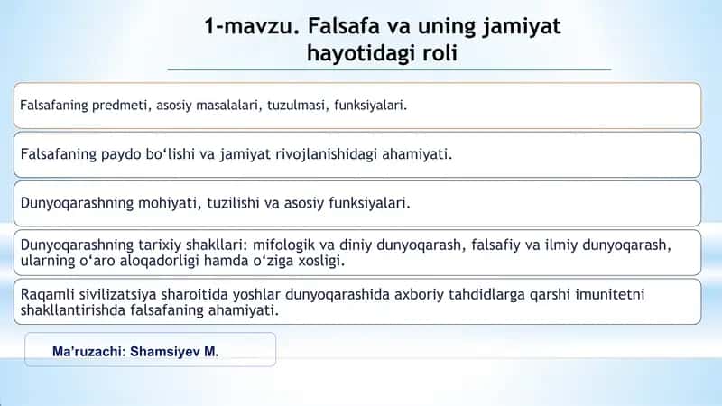 Falsafa va uning jamiyat hayotidagi roli