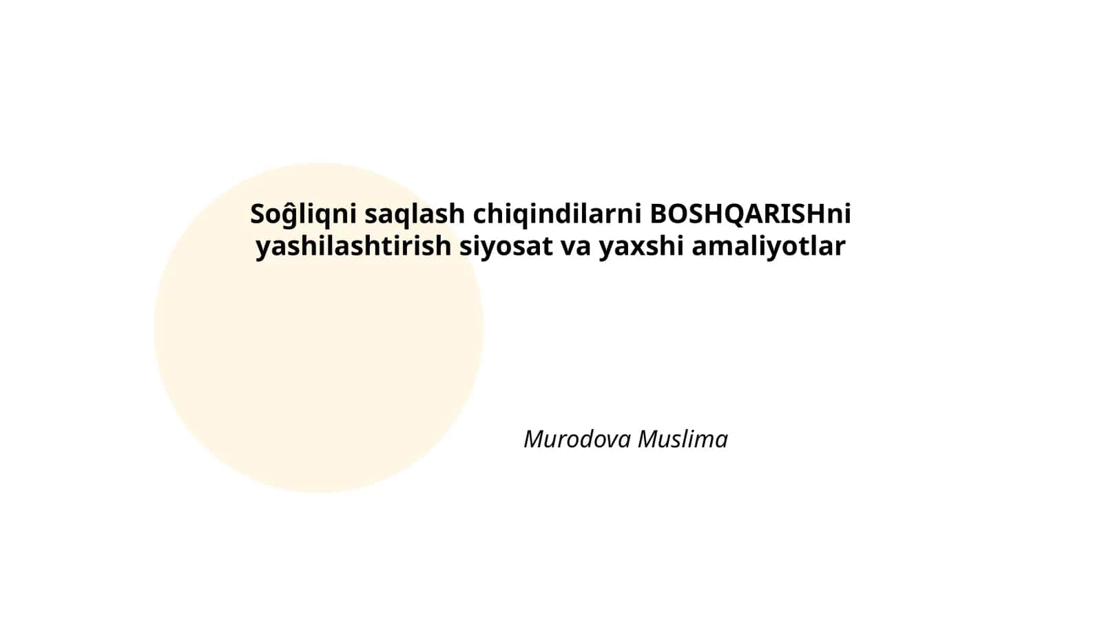 Soĝliqni saqlash chiqindilarni BOSHQARISHni yashilashtirish siyosat va yaxshi amaliyotlar