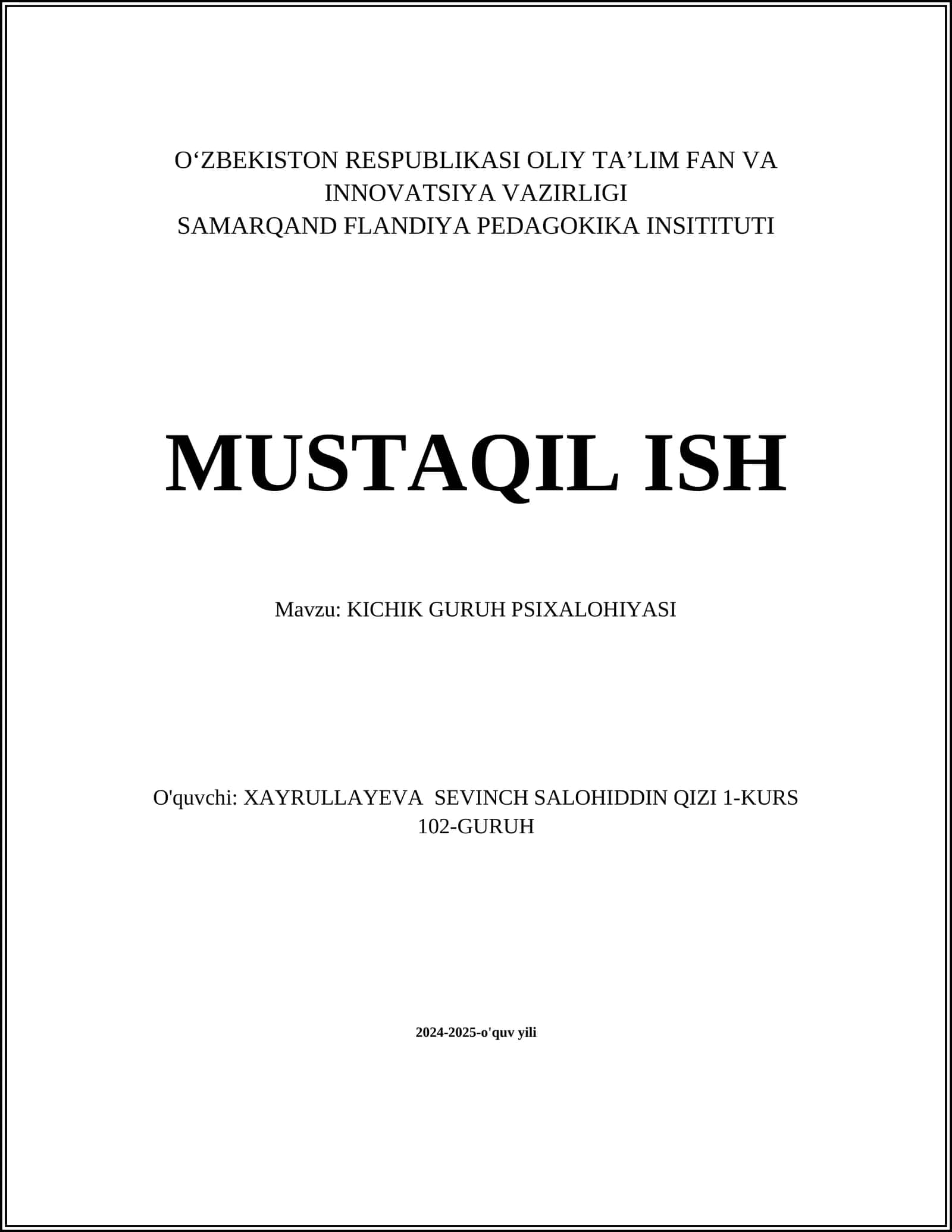 KICHIK GURUH PSIXALOHIYASI