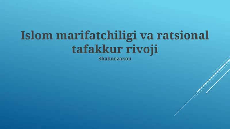 Islom marifatchiligi va ratsional tafakkur rivoji