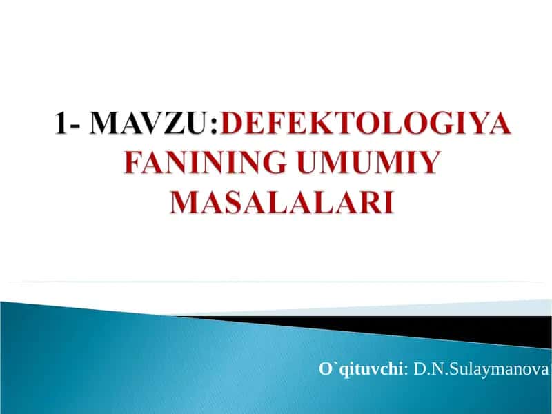 Defektologiya fani