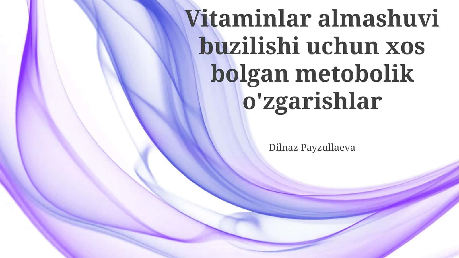 Vitaminlar almashuvi buzilishi uchun xos bolgan metobolik o'zgarishlar