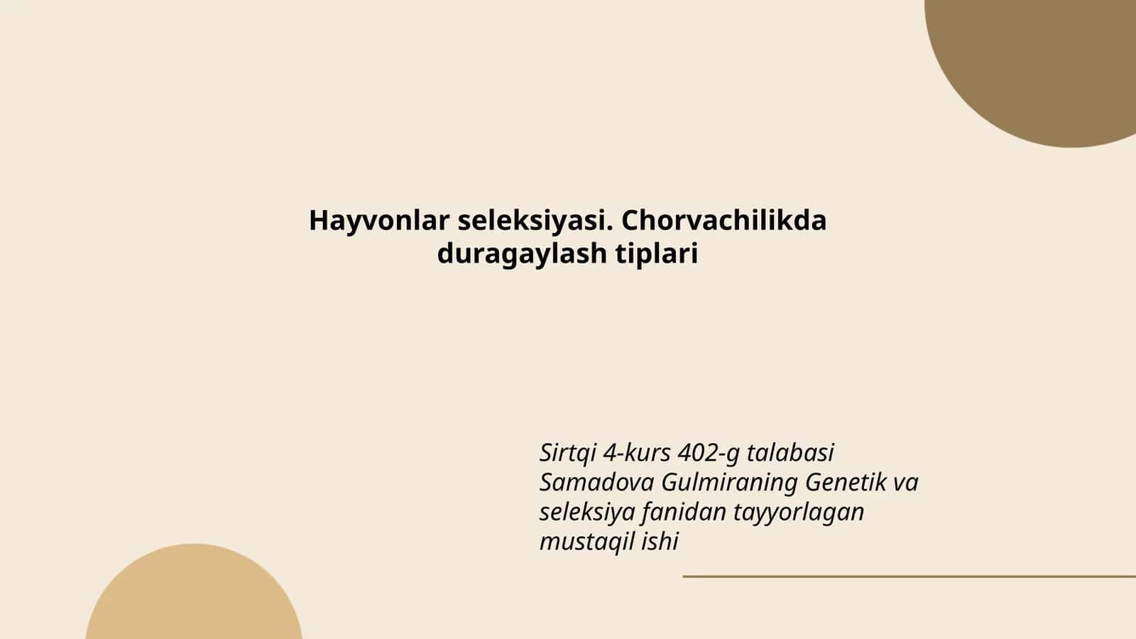 Hayvonlar seleksiyasi. Chorvachilikda duragaylash tiplari