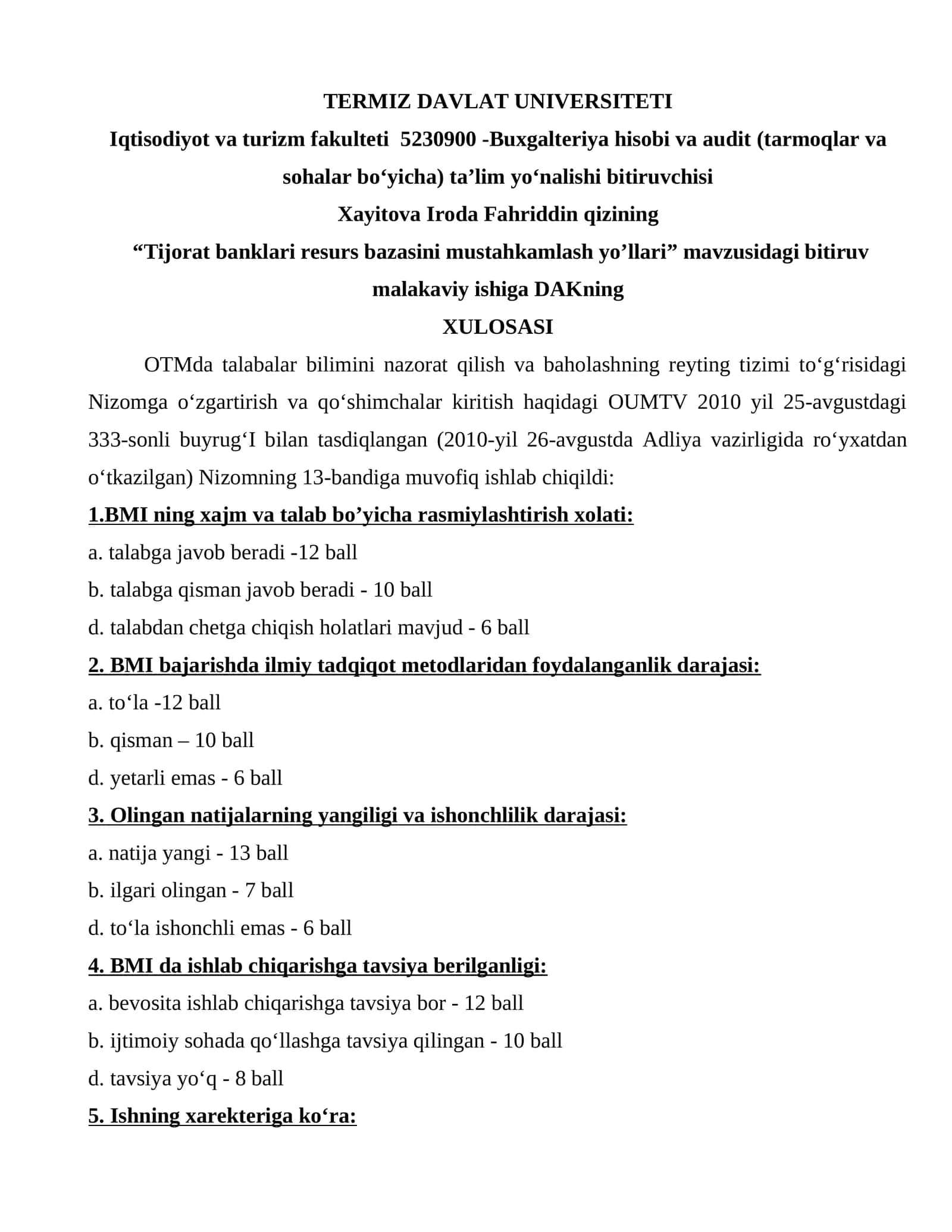 Tijorat banklari resurs bazasini mustahkamlash yo’llari