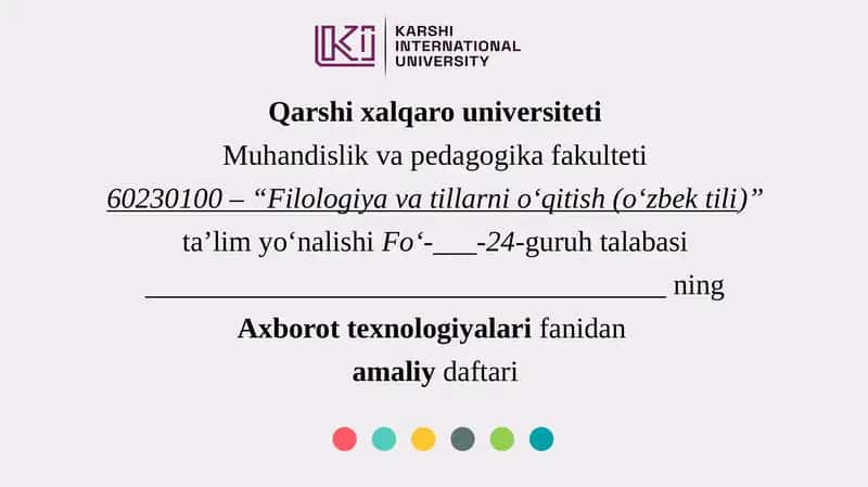 Filologiya va tillar ni o‘qitish (o‘zbek tili)
